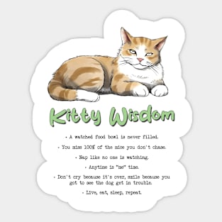 Kitty wisdom Cat Funny Quote Hilarious Sayings Humor Sticker